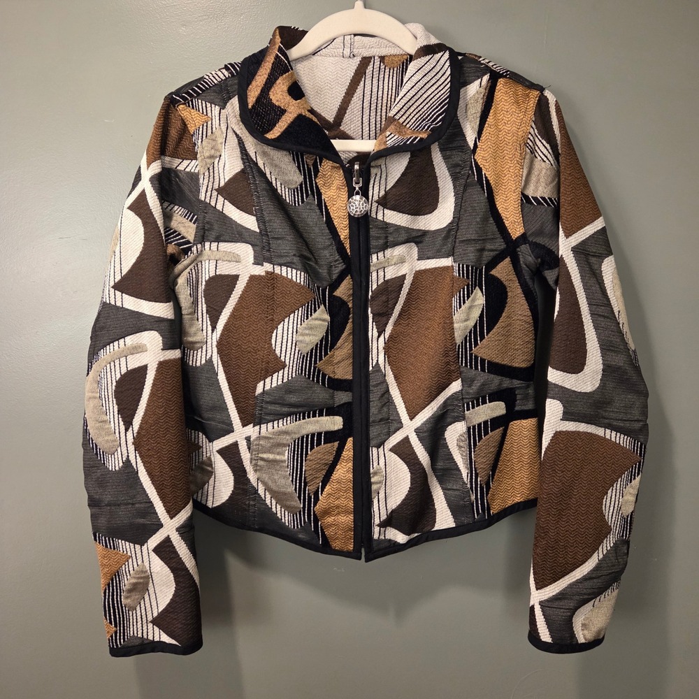 Trimdin Artisan Made Women's Reversible Full Zip Jacket Tapestry Print, 36" Bust